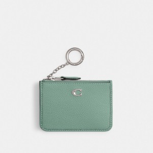 Polished Pebble Leather/Silver/Aquamarine Coach Mini Skinny Id Case | COH865544