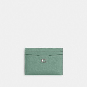 Polished Pebble Leather/Silver/Aquamarine Coach Essential Card Case | COH865680