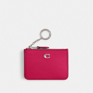 Polished Pebble Leather/Silver/Dragonfruit Coach Mini Skinny Id Case | COH865565