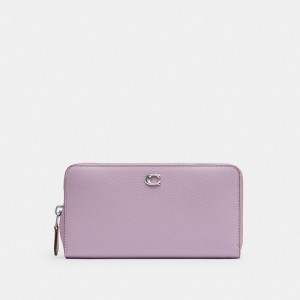 Polished Pebble Leather/Silver/Soft Purple Coach Accordion Zip Wallet | COH865524