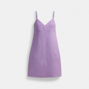 Purple Coach Short Leather Dress | COH866061