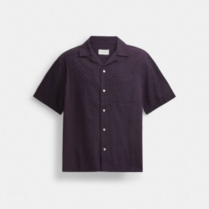 Purple Coach Signature Woven Shirt In Organic Cotton | COH866932