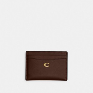 Refined Calf Leather/Brass/Maple Coach Essential Card Case | COH865548
