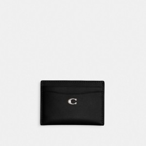 Refined Calf Leather/Silver/Black Coach Essential Card Case | COH865612