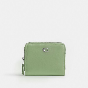 Refined Calf Leather/Silver/Pale Pistachio Coach Billfold Wallet | COH865571
