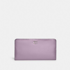 Refined Calf Leather/Silver/Soft Purple Coach Skinny Wallet | COH865490