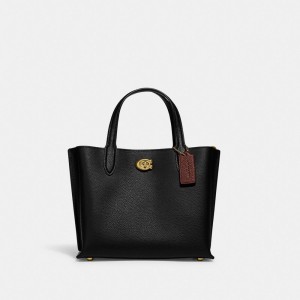 Refined Pebble Leather/Brass/Black Coach Willow Tote Bag 24 | COH865065