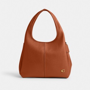 Refined Pebble Leather/Brass/Burnished Amber Coach Lana Shoulder Bag | COH865141