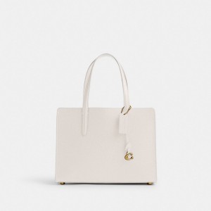Refined Pebble Leather/Brass/Chalk Coach Carter Carryall Bag 28 | COH865054