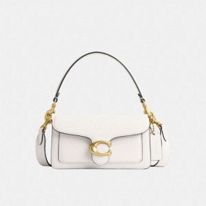 Refined Pebble Leather/Brass/Chalk Coach Tabby Shoulder Bag 20 | COH865299