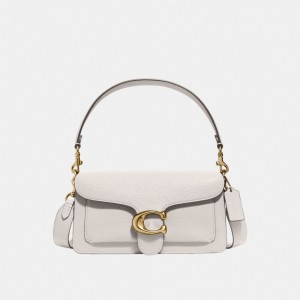 Refined Pebble Leather/Brass/Chalk Coach Tabby Shoulder Bag 26 | COH864796