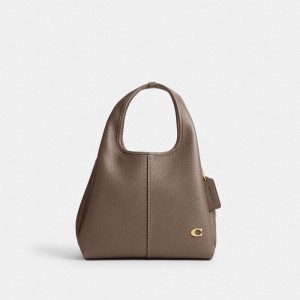Refined Pebble Leather/Brass/Dark Stone Coach Lana Shoulder Bag 23 | COH865142
