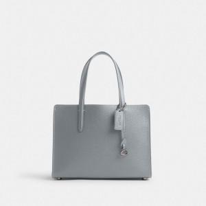 Refined Pebble Leather/Silver/Grey Blue Coach Carter Carryall Bag 28 | COH865029