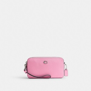 Refined Pebble Leather/Silver/Vivid Pink Coach Kira Crossbody Bag | COH865623