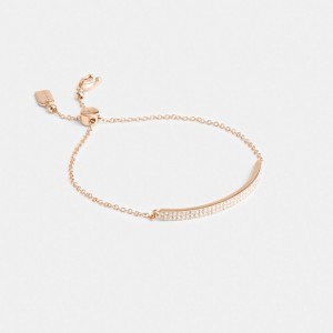 Rose Gold Coach Pavé Bar Slider Bracelet | COH866084