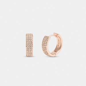 Rose Gold Coach Pavé Huggie Earrings | COH866193