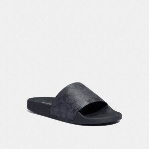 Signature Coated Canvas/Rubber/Charcoal/Black Coach Udele Sport Slide In Signature Canvas | COH865890