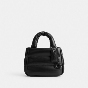 Silver/Black Coach Mini Pillow Tote Bag | COH865067