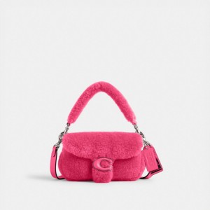 Silver/Bright Fuchsia Coach The Lil Nas X Drop Tabby Shoulder Bag 18 In Shearling | COH864886