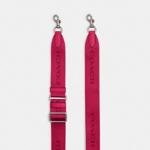 Silver/Dragonfruit Coach Tonal Signature Webbing Strap | COH866475