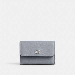 Silver/Grey Blue Coach Essential Mini Trifold Wallet | COH865589