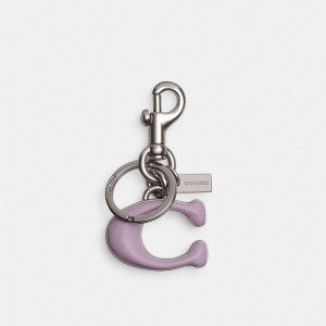 Silver/Soft Purple Coach Signature Bag Charm | COH866440