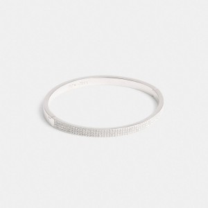 Silver Coach Pavé Hinged Bangle | COH866156