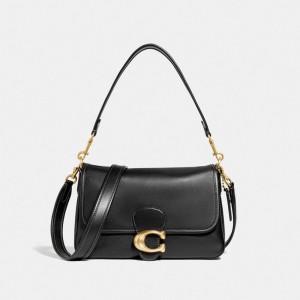 Smooth Leather/Brass/Black Coach Soft Tabby Shoulder Bag | COH864967
