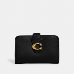 Smooth Leather/Brass/Black Coach Tabby Medium Wallet | COH865552