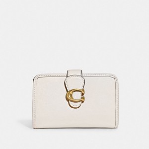 Smooth Leather/Brass/Chalk Coach Tabby Medium Wallet | COH865510