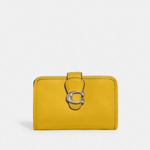 Smooth Leather/Silver/Canary Coach Tabby Medium Wallet | COH865528