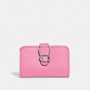 Smooth Leather/Silver/Vivid Pink Coach Tabby Medium Wallet | COH865486