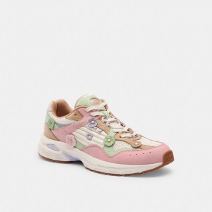 Soft Pink/Multi Coach C301 Sneaker With Tea Rose | COH865837