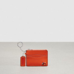 Sun Orange Coach Wavy Zip Card Case In Pebbled Coachtopia Leather With Key Ring | COH865595