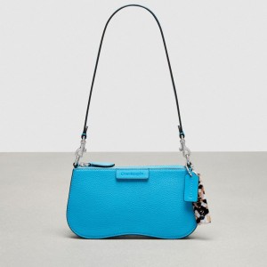 Surf Blue Coach Wavy Baguette Bag In Pebbled Coachtopia Leather | COH864772