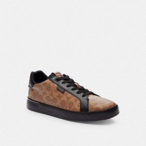 Tan/Black Coach Lowline Low Top Sneaker In Signature Canvas | COH866788
