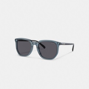 Transparent Blue Coach Geometric Square Sunglasses | COH866395