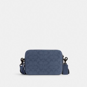 Washed Chambray Coach Charter Crossbody 19 In Signature Canvas Jacquard | COH866603
