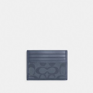Washed Chambray Coach Refined Card Case In Signature Canvas Jacquard | COH866773