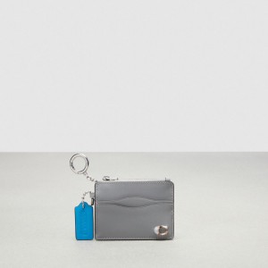 Washed Steel Coach Wavy Zip Card Case With Key Ring In Smooth Coachtopia Leather | COH865657