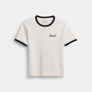 White Coach Ringer T Shirt | COH865990