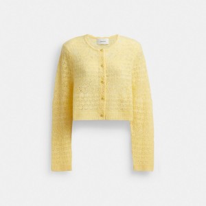 Yellow Coach Lace Knit Cardigan | COH865997