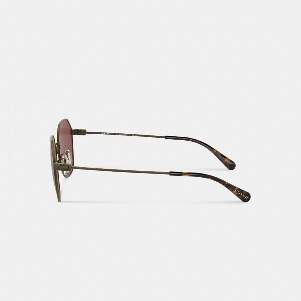 Antique Gold/Wine Coach Hinged Geometric Round Sunglasses | COH867066