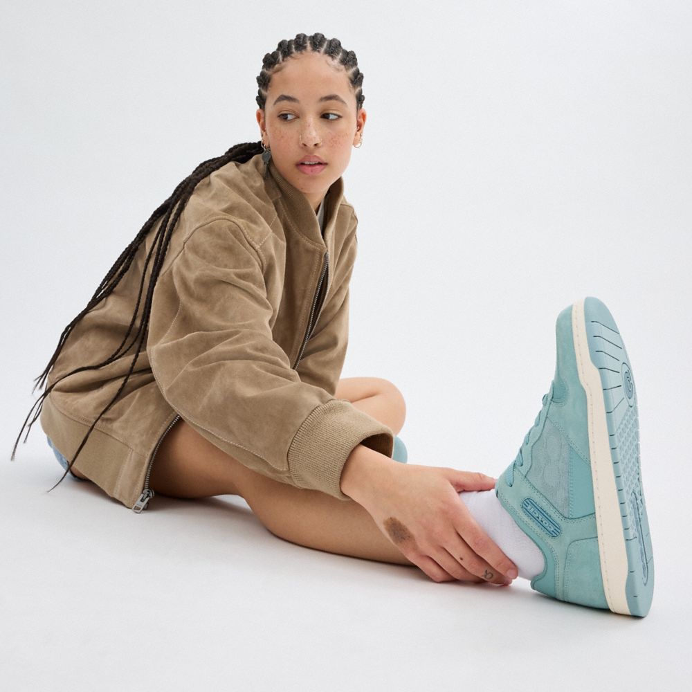 Aquamarine Coach C201 Low Top Sneaker In Signature Canvas Jacquard | COH865845