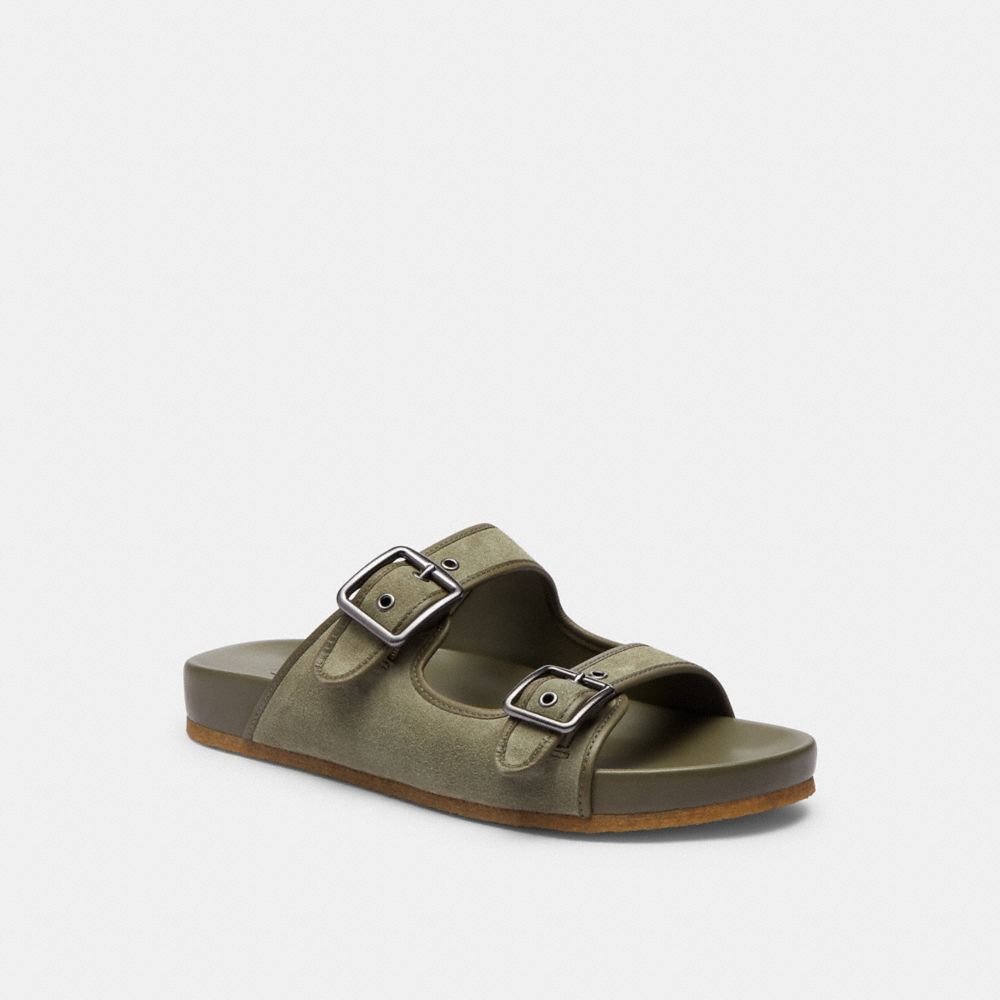 Army Green Coach Buckle Strap Sandal | COH866849
