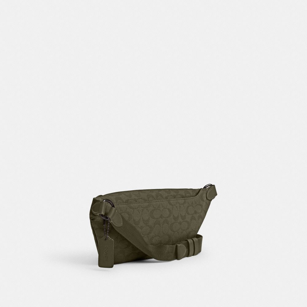 Army Green Coach League Belt Bag In Signature Canvas Jacquard | COH866687