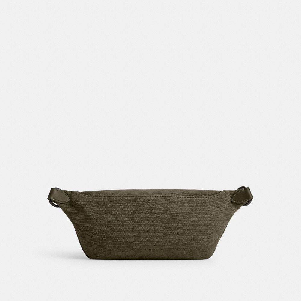 Army Green Coach League Belt Bag In Signature Canvas Jacquard | COH866687
