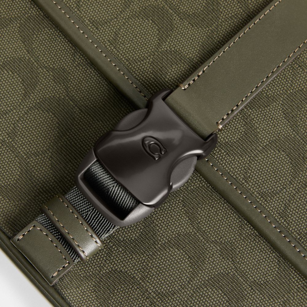 Army Green Coach League Messenger Bag In Signature Canvas Jacquard | COH866617