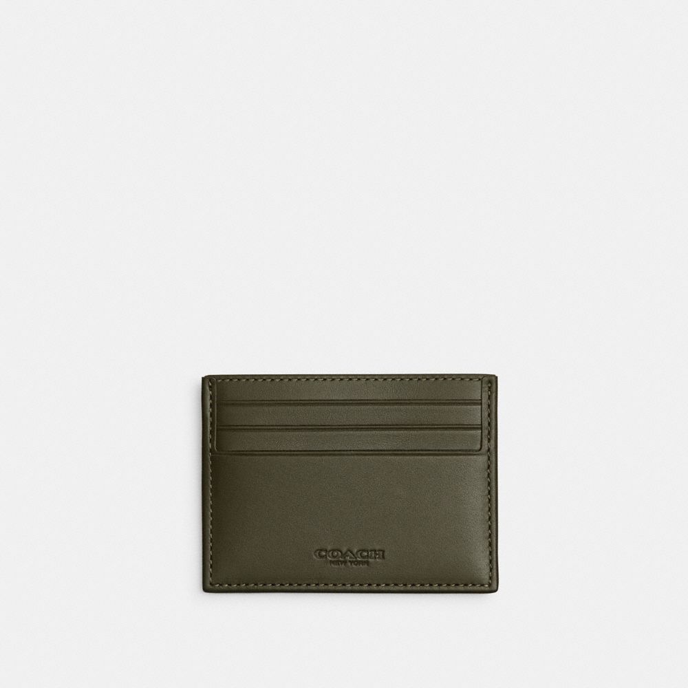 Army Green Coach Refined Card Case In Signature Canvas Jacquard | COH866749