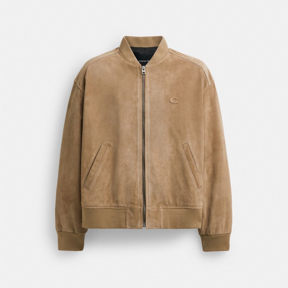 Beige Coach Lightweight Suede Jacket | COH866870